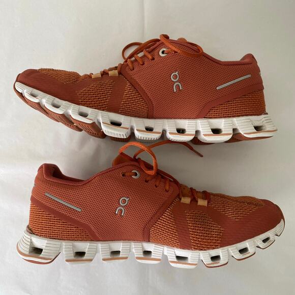 On Running Cloud Sneakers Size 7 Chili Rust Orange Red Women's Comfort Shoes - Picture 7 of 12